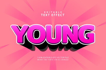 Fototapeta premium Young editable text effect 3 dimension emboss cartoon style