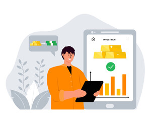 Bank vector illustration. Mobile banking and online payment. Vector flat iliustration.