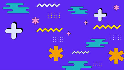 Flat geometric background memphis hipster vector