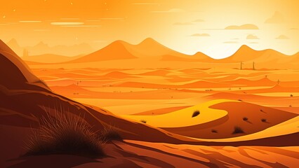 Fototapeta na wymiar Sahara Desert Landscape Wallpaper Illustration