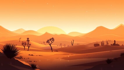 Fototapeta na wymiar Sahara Desert Landscape Wallpaper Illustration