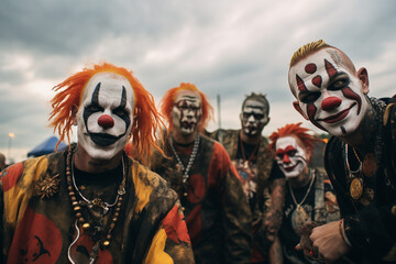 Vibrant Gathering of Juggalos in Colorful Insane Clown Posse Attire