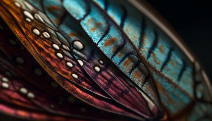 Vibrant colored leaf reflects beauty in nature fragility and elegance generated by AI