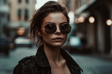 Stylish woman in sunglasses on street