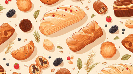 Beautiful Seamless Bakery Pastry Pattern