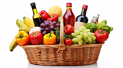 Shopping Market Basket with Variety of Grocery Product