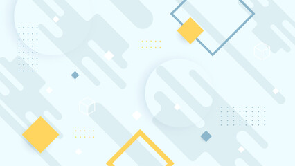 Blue green and yellow flat abstract shapes geometric background. Applicable for presentation, covers, posters and banner