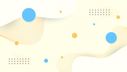 Yellow white and blue minimalist abstract background with memphis style in geometric