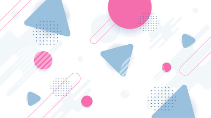 White blue and pink flat abstract shapes geometric background. Applicable for presentation, covers, posters and banner