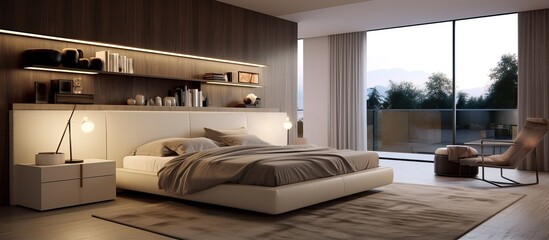 Modern design and furnishings in a bedroom