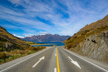Road trip in winter in New Zealand