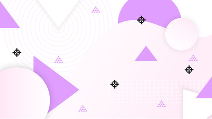White and purple minimalist abstract background with memphis style in geometric