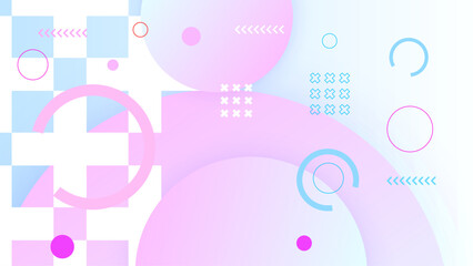 Blue pink and purple abstract background memphis geometric design elements with shapes