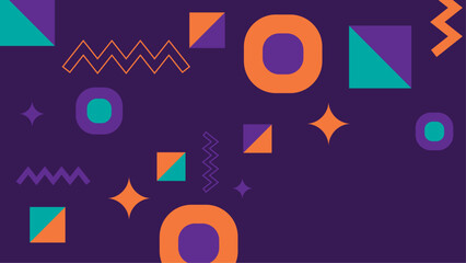 Purple violet green and orange abstract minimalist geometric background vector with shapes