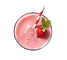 Strawberry smoothie isolated on transparent background