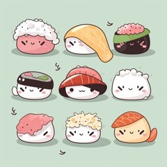 Kawaii Sushi Illustration