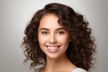 Happy young woman smiling with beautiful teeth. Generative Ai	
