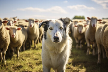 Fototapeta premium Portrait of a shepherd dog herding sheep