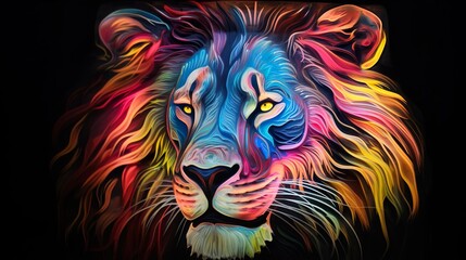 A lion, rendered in tantalizing fluorescent gummy colors. The unique glow-in-the-dark feature adds a surreal dimension, making the king of the jungle shine.