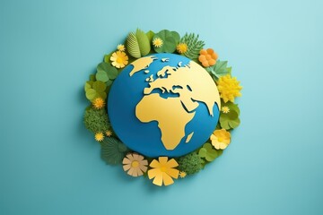 Eco Friendly Earth Papercraft Style, Save the World Background, Earth day, Environment Day.