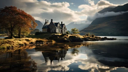 Foto auf Acrylglas An autumn landscape with an old European castle © jr-art