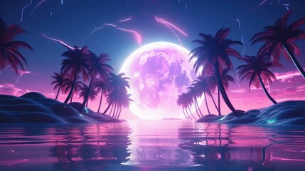 Naklejka premium Retro Wave Music Festival Background, Retro futuristic 90s Style.