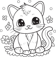 cute cat coloring page