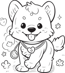 Obraz premium cute dog coloring page