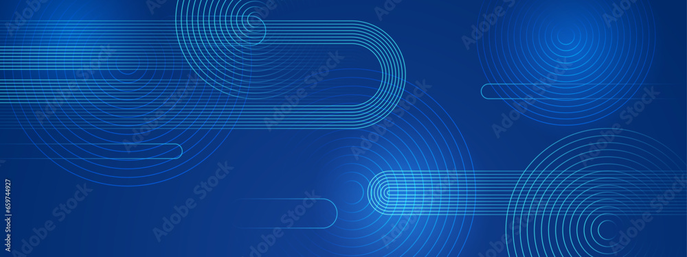 Wall mural blue vector abstract banner with shape shiny lines