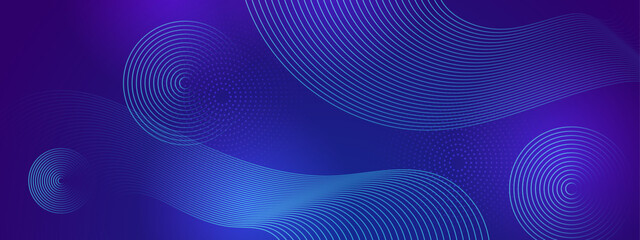 Blue and purple violet abstract modern dynamic lines banner
