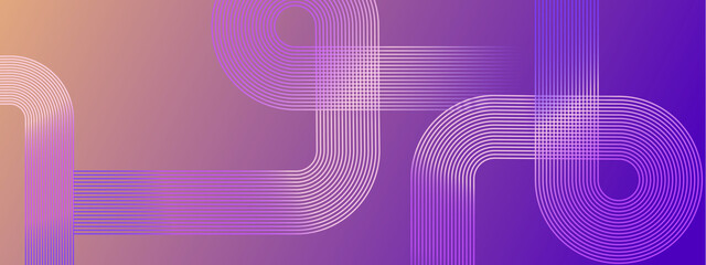 Pink and purple violet modern simple dynamic shiny lines shapes banner with futuristic technology concept