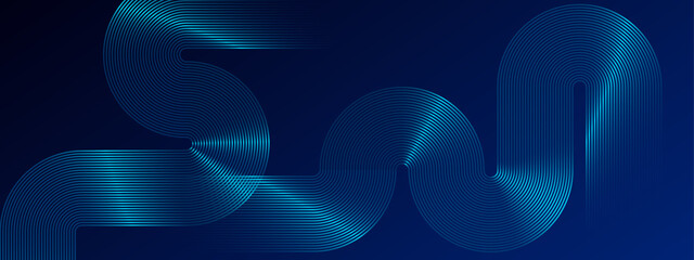 Blue modern dynamic luxury abstract banner with glowing geometric stripe lines