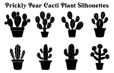 Set of Vector potted plants silhouette, Black and white Potted Desert plant Clipart Collection, 
Indoor plant in pots