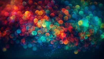 Vibrant nightlife celebration, glowing abstract backdrop with defocused shapes generated by AI