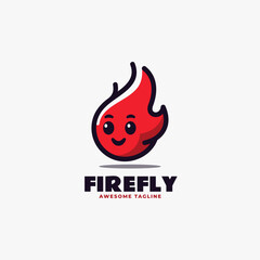 Vector Logo Illustration Fire Fly Mascot Cartoon Style.