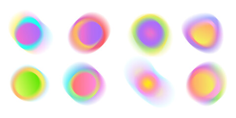 set of blurred colorful elements design. vibrant blurry color gradient shapes