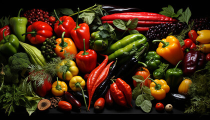 Freshness of nature bounty  vibrant vegetables, healthy eating, organic collection generated by AI
