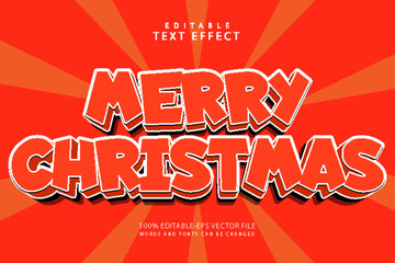 Fototapeta na wymiar Merry christmas editable text effect 3 dimension emboss cartoon style