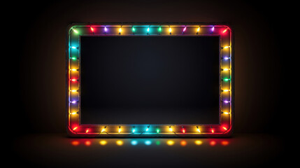 Frame of multicolored led bulbs on black background