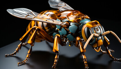 Fototapeta premium Insect animal macro nature wasp bee small honey stinging ant generated by AI