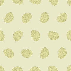 Fototapeta na wymiar Flat line cabbage seamless pattern. Suitable for backgrounds, wallpapers, fabrics, textiles, wrapping papers, printed materials, and many more.