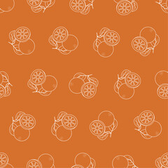 Orange line art seamless pattern. Suitable for backgrounds, wallpapers, fabrics, textiles, wrapping papers, printed materials, and many more.