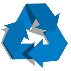 Fototapeta premium 陰影のある立体的なリサイクルマーク 青 ベクターイラストレーション