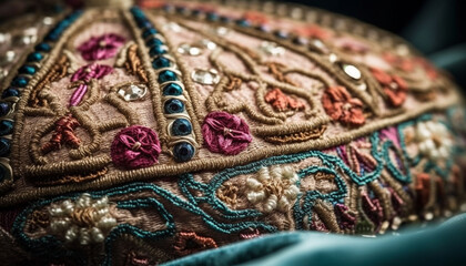 Ornate tapestry rug showcases traditional Turkish textile industry craftsmanship generated by AI