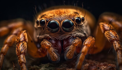 Spooky arachnid hairy leg in macro magnification, focus foreground generated by AI