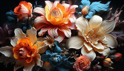 Nature floral beauty in a vibrant collection of elegant blossoms generated by AI