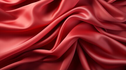 Fototapeta premium A soft maroon satin fabric, draped over a bold red surface, creates an inviting yet mysterious ambiance, stirring the senses with its vividness and luxuriance
