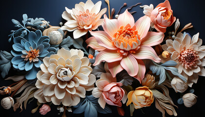 Nature beauty in a floral pattern, blossoming with ornate growth generated by AI