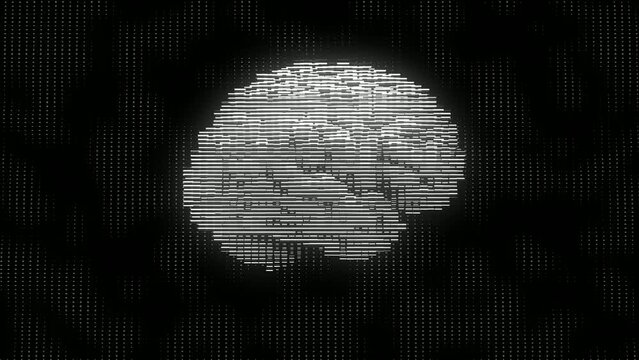 Wireframe 3D Animation of Human Brain. 4K UHD Animation
