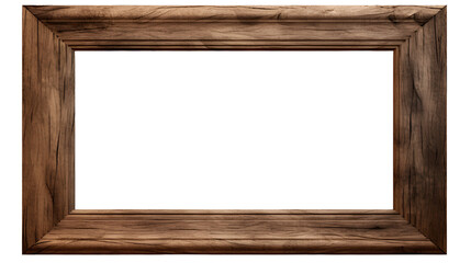 antique wooden photo frame isolated on transparent background. png format, old style